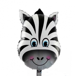 Balão Metalizado 30cm Cabeça de Zebra (Balão de Vareta, Não Infla no Gás Hélio)