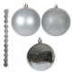 Bola de Natal em Tubo Mista Prata 6cm (Glitter, Fosca e Metalizada) (12 un.)