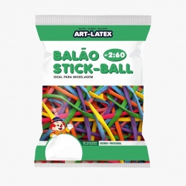 Balão Canudo Stick Ball 2:60 Liso Sortido (50 un.)