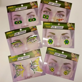 Adesivo Facial Verde e Amarelo Tema Brasil (1 Cartela)