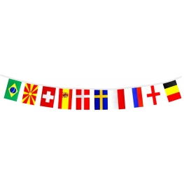 Varal com Dez Bandeiras de Países da Copa do Mundo (3,5 metros)