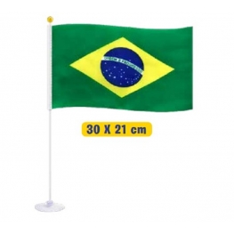 Bandeira do Brasil em Tecido com Haste e Ventosa (30x21cm)