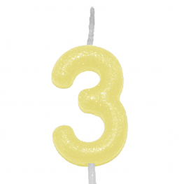 Vela Candy Color Amarelo Número 3