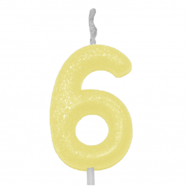 Vela Candy Color Amarelo Número 6