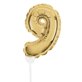 Balão Auto Inflável Dourado Número 9 15cm