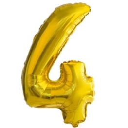 Balão Metalizado 40cm Dourado Número 4