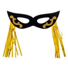 Enfeite Aplique EVA Máscara de Carnaval Black com Fios Metalizados Dourados (3 un.)