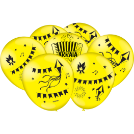 Balão de Látex 9" Festa Junina Amarelo (25 un.)
