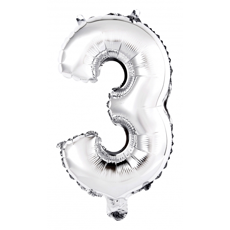 Balão Metalizado Prata 16" (40cm) Número 3