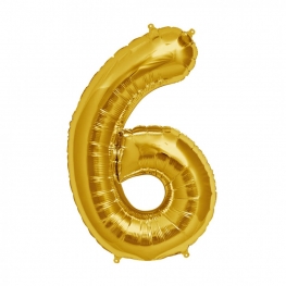 Balão Metalizado 40cm Dourado Número 6