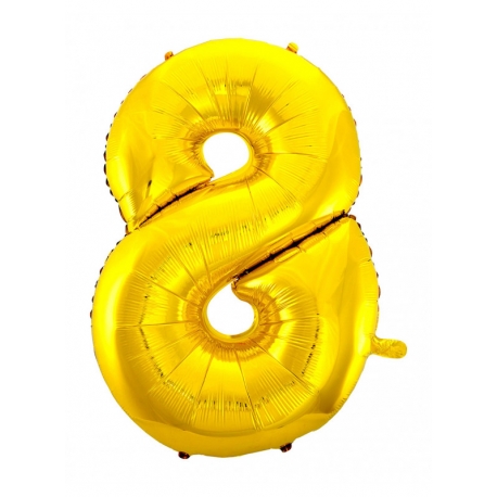 Balão Metalizado 1M Dourado Número 8