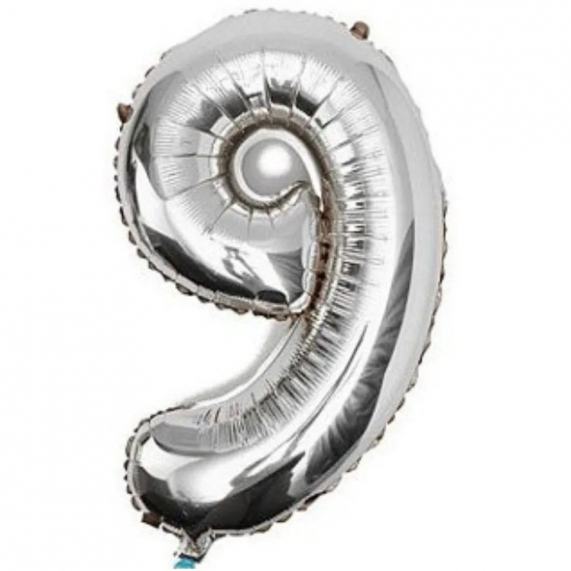 Balão Metalizado 1M Prata Número 9