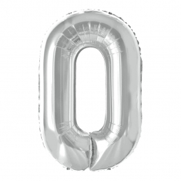 Balão Metalizado Prata 16" (40cm) Número 0