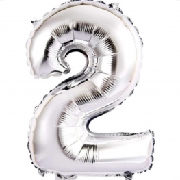 Balão Metalizado Prata Número 2 28" (70cm)