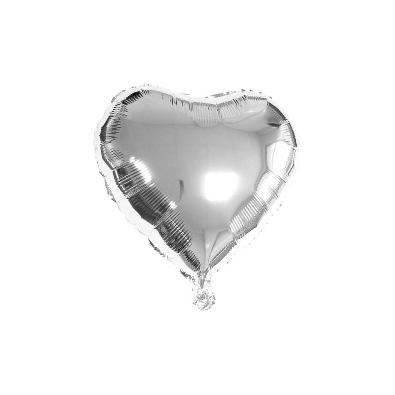 Balão Metalizado 45cm Coração Prata
