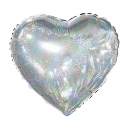Balão Metalizado 25cm Coração Prata Holográfico